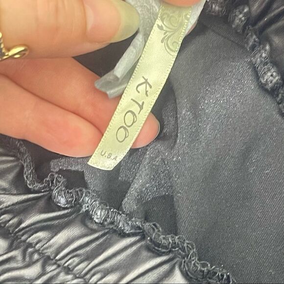 K too waxed fabric faux leather joggers pants L lg - Picture 6 of 16